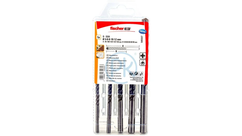 Fischer Sada vrtáků do zdiva čtyřbřit D-SDX Set 5-12mm 5-dílná545507 Bezpečná Platba