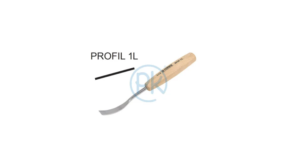 Značkový Narex Dláto řezbářské ploché kosé prohnuté profil Wood Line Standard 12 x 90mm 1R, pravé 893162