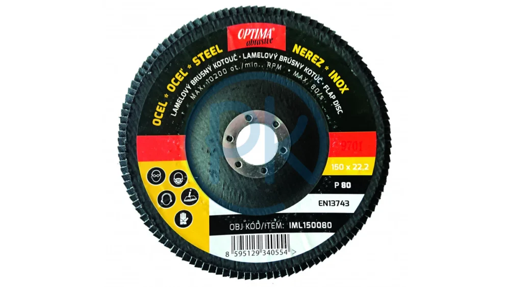Optima Lamelový brusný kotouč OptimaAbrasive na nerez a ocel 125 mm, Zrnitost: 40, 10 ks IML125040 Speciální Cena