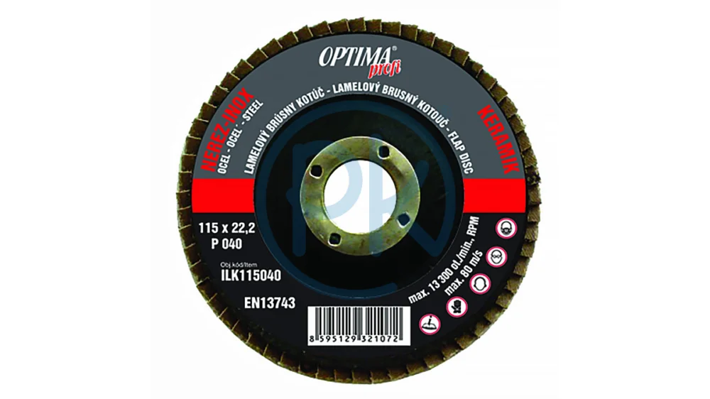 Optima Lamelový brusný kotouč OptimaProfi Keramik na nerez a ocel 115 mm, Zrnitost: 40, 10 ks ILK115040 Nakupujte Hned