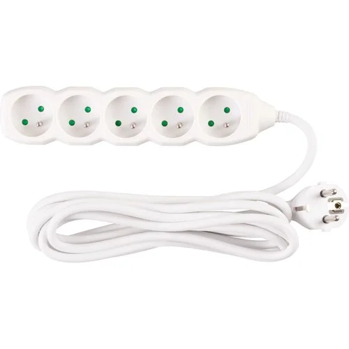 Prodlužovací kabel,3m, 5 zásuvek, 3×1mm, bílý, STREND PRO Nová Kolekce