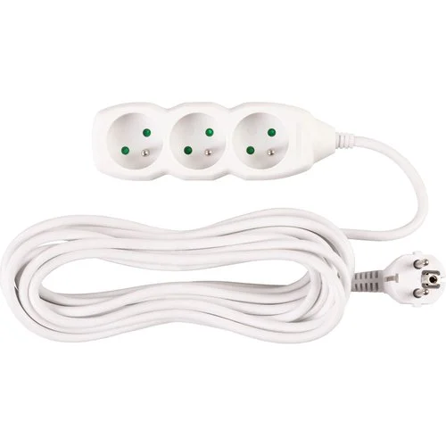 Prodlužovací kabel,5m, 3 zásuvky, 3×1mm, bílý, STREND PRO Odeslání Ihned