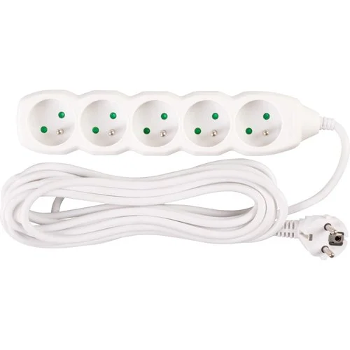 Prodlužovací kabel,5m, 5 zásuvek, 3×1mm, bílý, STREND PRO Cenově Výhodný
