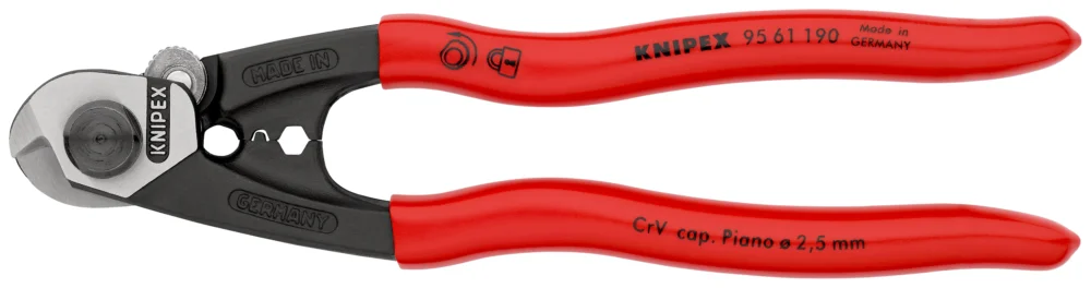 Originální KNIPEX 95 61 190 Nůžky na dratěná lanka kováno 190mm