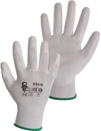 Rukavice BRITA WHITE vel. 9 máčené v PU bílé Nová Kolekce