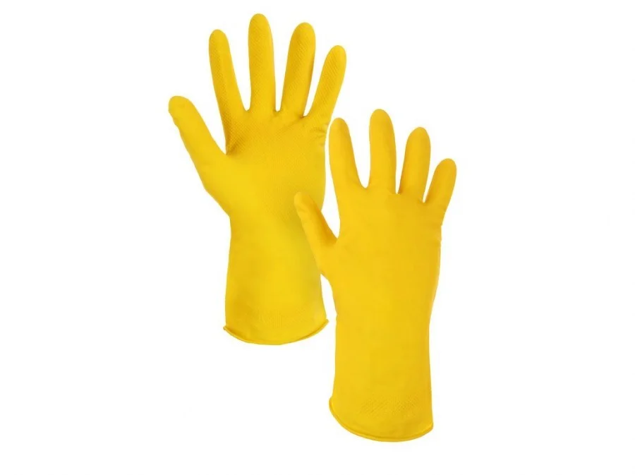 Rukavice NINA vel. 8 pro domácnost latex žluté Bezpečná Platba