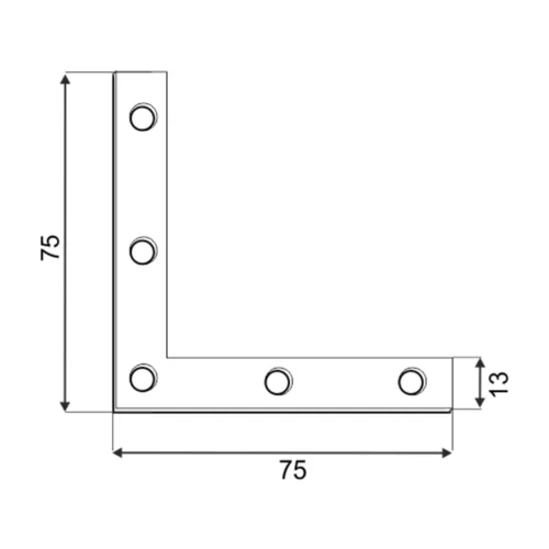 Bezpečná Platba Úhelník nábytkový plochý 75x75x13x2,0mm