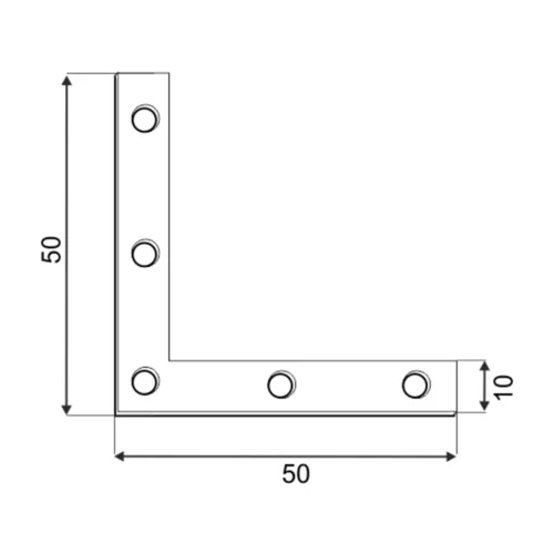 Úhelník nábytkový plochý 50x50x10x2,0mm Finální Výprodej