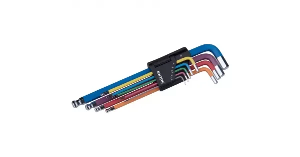 L-klíče IMBUS prodloužené barevné, sada 9ks, s kuličkou, 1,5-10mm Extol Premium 8819316 Akční Cena