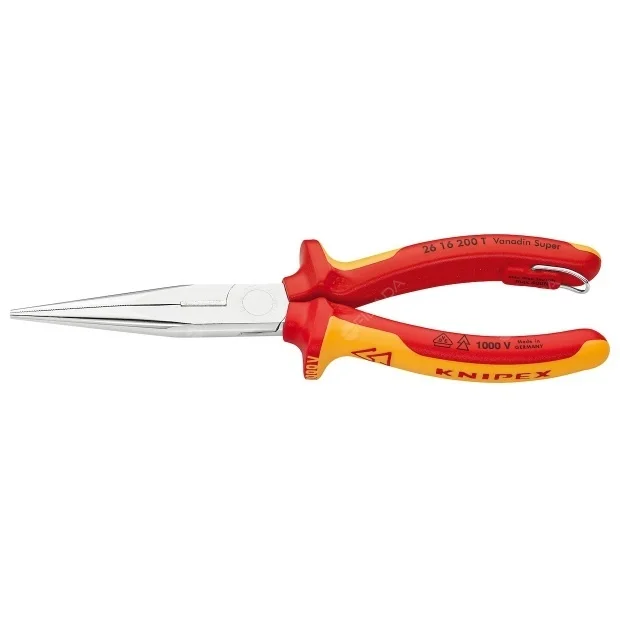 KNIPEX kleště ploché oblé VDE 2K chrom 200mm rovné s bezp. okem Značkový