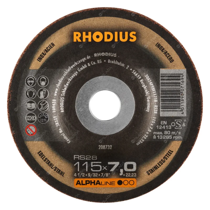 RHODIUS brusný kotouč RS28 115x7,0x22 ALPHAline na nerez Sleva