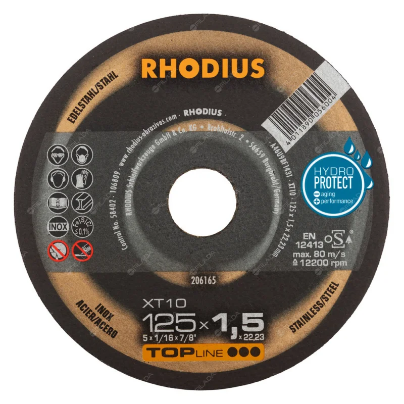 Oblíbený RHODIUS řezný kotouč XT10 125x1,5x22 TOPline na nerez