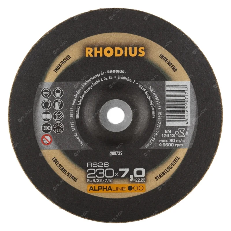 Must-Have RHODIUS brusný kotouč RS28 230x7,0x22 ALPHAline na nerez