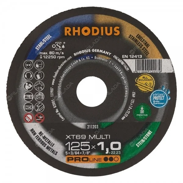 Originální RHODIUS řezný kotouč XT69 Multi 125x1,0x22,23 PROline