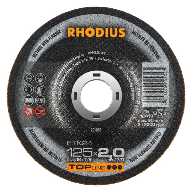 Vysoce Kvalitní Rhodius FTK24 125x2,0x22,23 Řezný kotouč Bal. 25