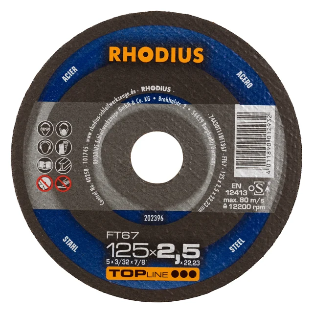 Omezená Nabídka Rhodius FT67 125x2,5x22,23 Řezný kotouč Bal. 25
