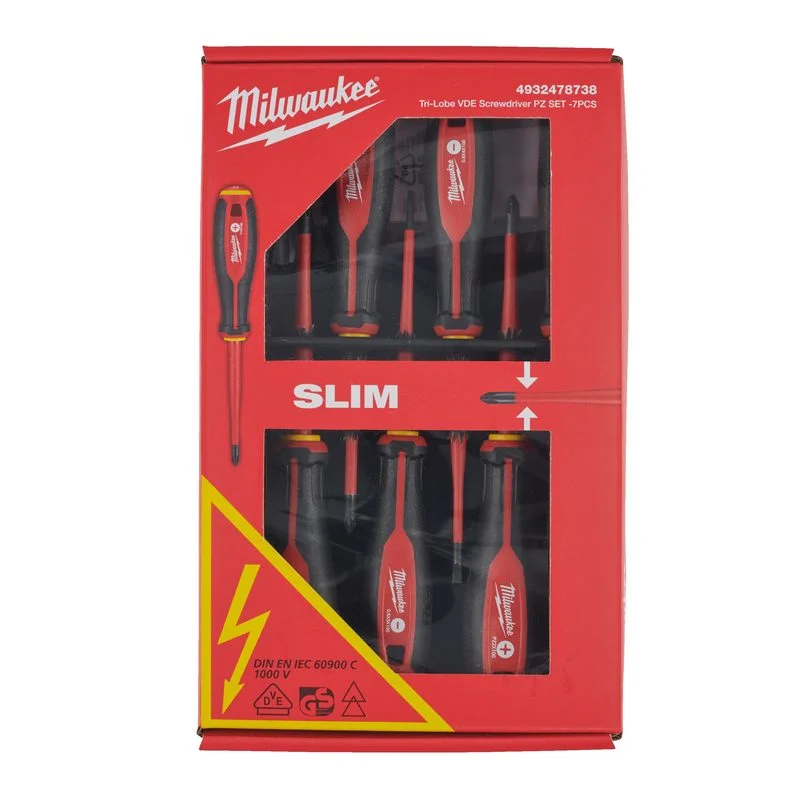 Milwaukee VDE sada šroubováky Tri-Lobe 7ks (SL2,5, SL3, SL4, PH2, PZ1, PZ2, tester) Ihned K Objednání