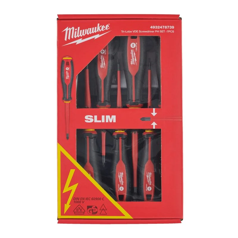 Milwaukee VDE sada šroubováky Tri-Lobe 7ks (SL2,5, SL3, SL4, SL5,5, PH1, PH2, tester) Ihned K Objednání