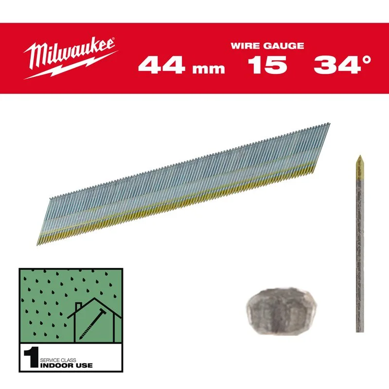 Milwaukee Hřebíky 15G 34 44mm G SC1-2.5kpc Bezpečná Platba