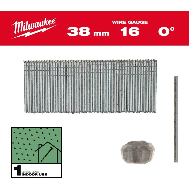 Milwaukee Hřebíky 16G / 0° / 38mm / G / SC1, 2500ks. bal. Omezená Nabídka